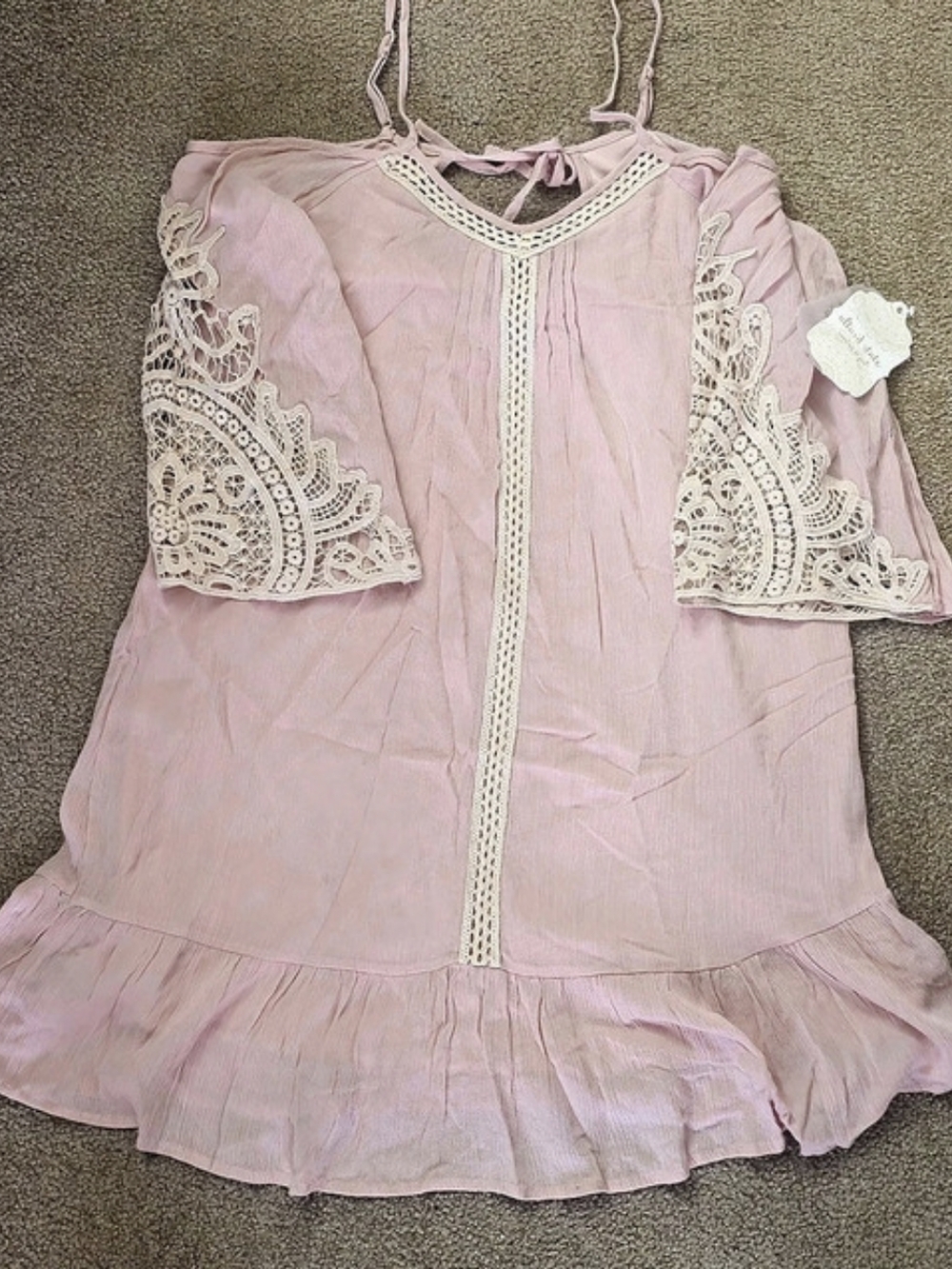 altard state Pink Lace Sleeve Tunic NWT